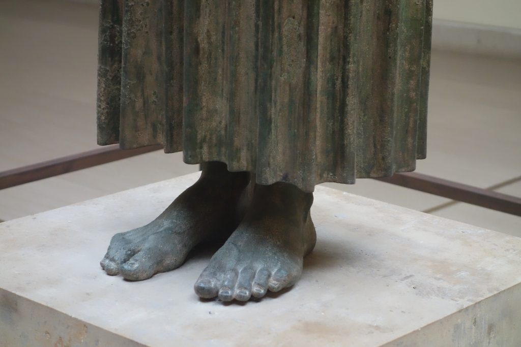 The feet of the statue
